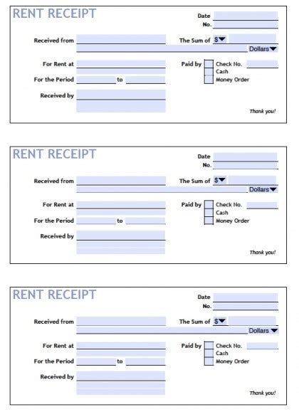 Free Fillable Printable Rent Receipts Printable Templates