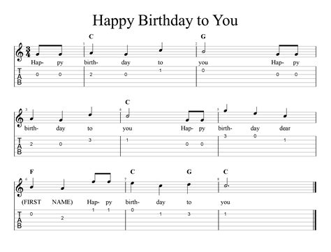 Instrumental solo in c major. Happy Birthday - Tab & Sheet Music | FreeWheelinGuitar.com