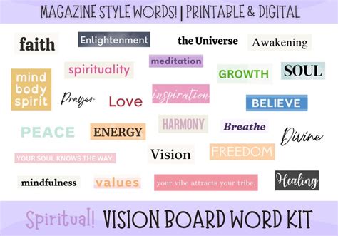 Spiritual Vision Board Printable Vision Board Digital Etsy
