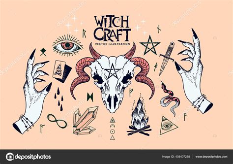 Collection Witchcraft Signs Traditional Symbols Hand Craft Elements