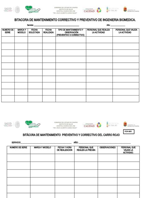 Bitacora De Mantenimiento Preventivo Correctivo Pdf