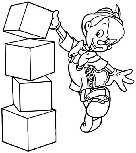 House, building and home coloring pages. pinocchio playing blocks coloring pages