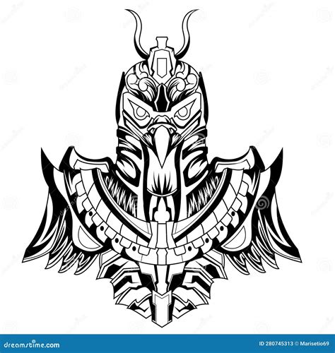 Horus Pharaoh God Face And Head Egyptian Eagle Tattoo Style Artwork