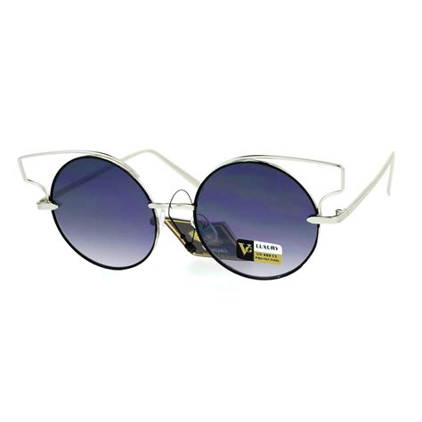 designer fashion metal wire horn rim round circle lens womens sunglasses ebay