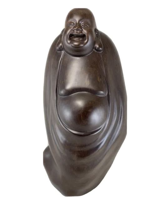 Vintage Large 14and Ironwood Carved Happy Laughing Buddha Heavy 12lb 295