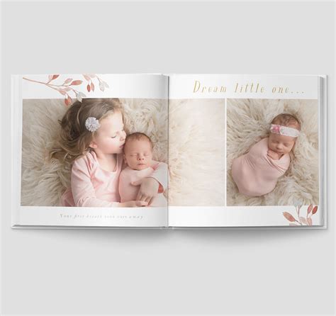 Baby Girl Photo Album Template Floral Girls Newborn Album Template
