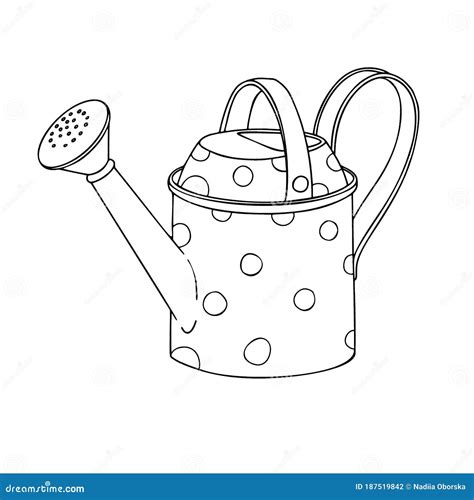 Sketch Watering Can For The Garden Watering Can Isolated On A White Background Vector Stock