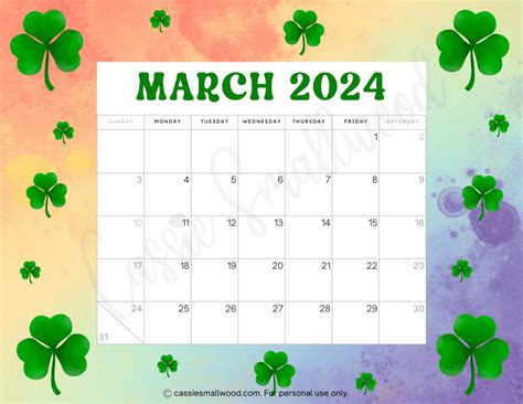 March 2024 Calendar Cassie Smallwood