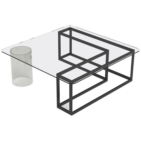 Contemporary Nunki Square Coffee Table With Black Powder Coated