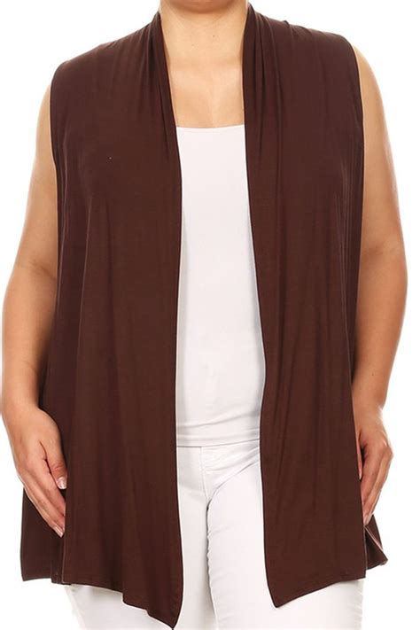Bny Corner Women Plus Size Sleeveless Cardigan Open Front Casual Vest Cover Up Brown 1x 622 Sd