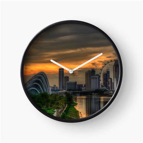 Singapore Golden Hour Cityscape Clock By Tpixx Cityscape Singapore