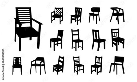 Set Of Various Wooden Chairs Silhouette Vector Furniture Silhouette