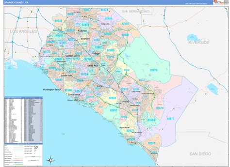 Orange County Ca Wall Map Color Cast Style By Marketmaps Mapsales