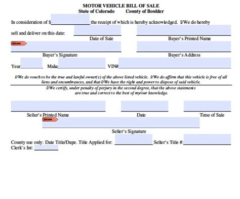 Free Colorado Boattrailer Bill Of Sale Form Pdf Word Doc