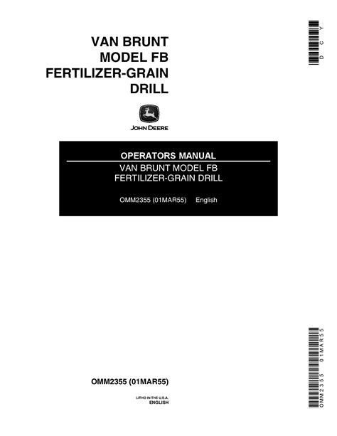 John Deere Van Brunt Model Fb Fertilizer Grain Drill Omm2355 Operation
