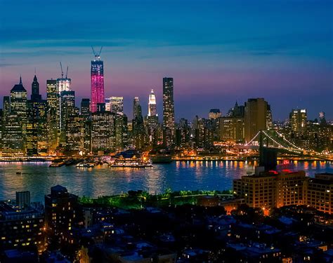 Hd Wallpaper New York City At Night Lights High Rise Buildings