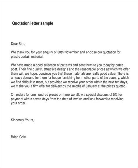 Using sample apology letter for being late in submission, as a guide it can make things clearer, easier, and simpler. FREE 30+ Sample Quotation Letter Templates in PDF | MS ...