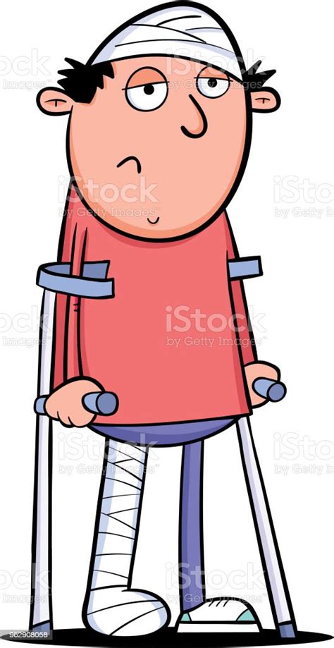 Man Crutches Unhappy Stock Illustration Download Image Now Crutch