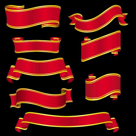 Red Gilded Ribbons Vector Free Download