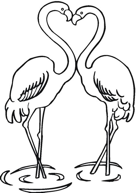 Desenho De Flamingos Formando Cora O Para Colorir Tudodesenhos