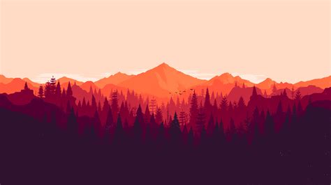 513339 Tabbetz Forest Firewatch Minimalism Orange Red Pine Trees