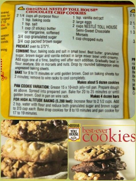 I'm not even talking the directions, mostly just the specific quantities of ingredients. Nestle' Toll House Chocolate chip cookies...still my f ...