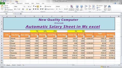 Salary Matrix Template Excel