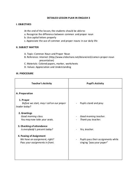 Detailed Lesson Plan In English Grade 1