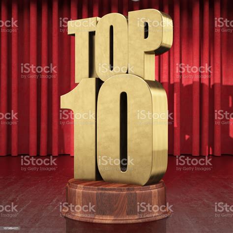 Top 10 Award Under Spotlight With Red Curtain Stock Photo Download