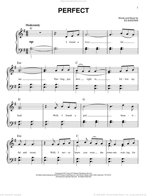 Sheeran Perfect Sheet Music For Piano Solo Pdf Interactive