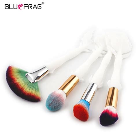 Bluefrag 2017 New 4pcs Makeup Brush Set Ivory Mermaid Handle Design