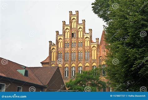View Of Old Brick House Beautiful Architecture Lubeck Germany Stock
