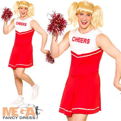 hot cheerleader mens fancy dress novelty funny stag drag uniform adults costume ebay