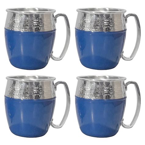 Members Mark Hammered Moscow Mule Mug Set 4pk Blue Stainless Steel Mugs
