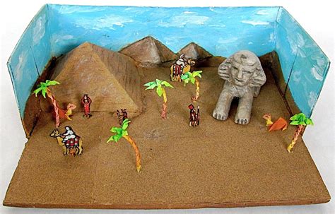 Ancient Egypt Shoebox Diorama Childs Naive Art Educational Sculpture