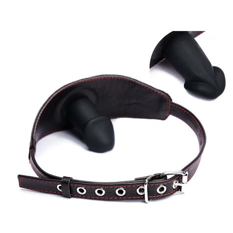 Luxury Full Grain Leather Penis Gag Solid Silicone Dildo Gag Real Leather Dick Gag Mouth Gag