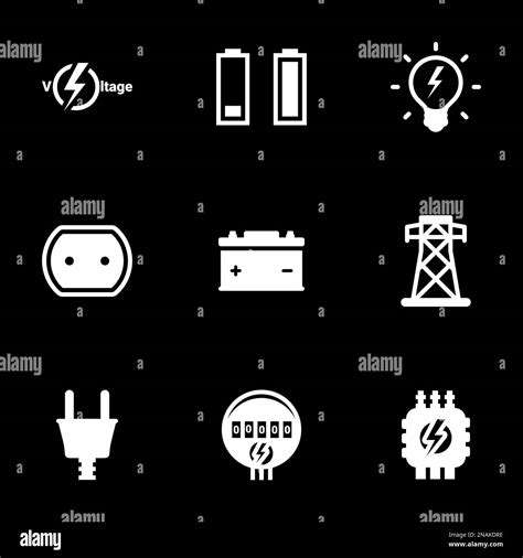 Icons For Theme Electricity Energy Technology Vector Icon Set