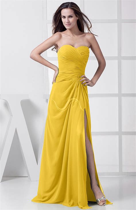 Search our conservative yet stylish dresses perfect for lds weddings. Yellow Bridesmaid Dress - Modest A-line Sweetheart Chiffon ...