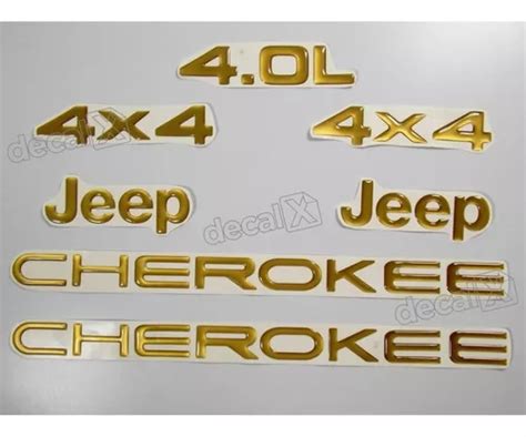 Kit Emblema Adesivo Resinado Cherokee 4x4 4 0l Dourado
