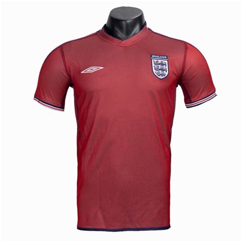 2002 World Cup England Away Red Retro Soccer Jersey Shirt Cheap