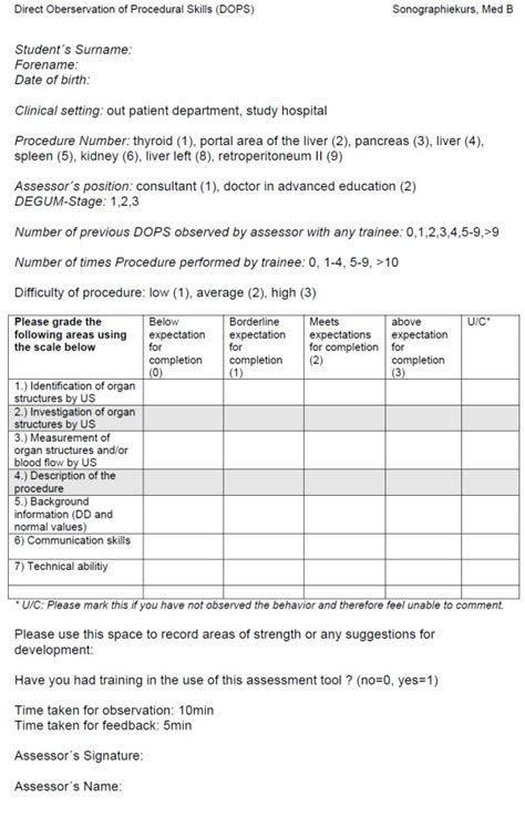 Direct Observation Of Procedural Skills Assessment Form Download