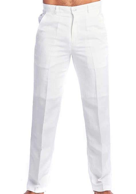 Linen Classic Pants For Men Linen 100 White Color