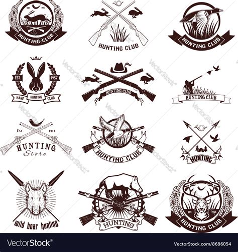 Set Of Hunting Labels Emblems And Design Elements Vector Image