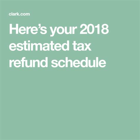 Heres Your 2018 Estimated Tax Refund Schedule Tax Refund Tax Refund