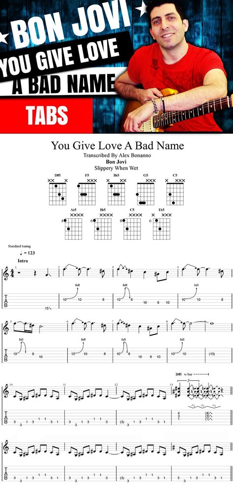 Bon Jovi You Give Love A Bad Name Guitar Tutorial And Guitar Tabs