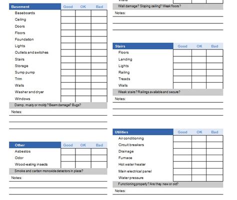 Home Inspection Checklist Template Excel And Word Excel Tmp