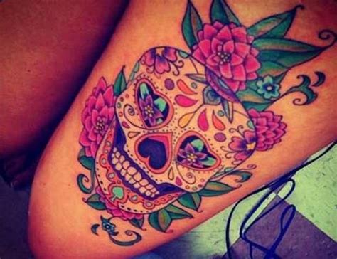 Sugar Skull ️ Girly Skull Tattoos Skull Thigh Tattoos Mexican Skull