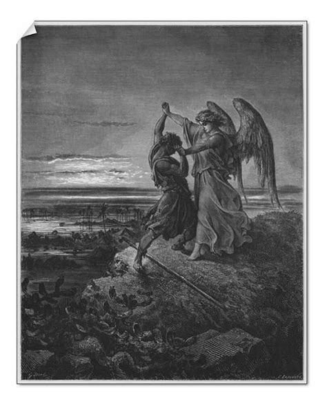 Prints Of Gustave Dore Bible Jacob Wrestling With The Angel Engraving