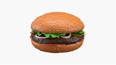 3d Model Fast Food Hamburger 01 Stylized Cgtrader