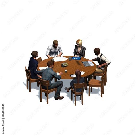 People Sitting At A Round Table In A Meeting Business Top View
